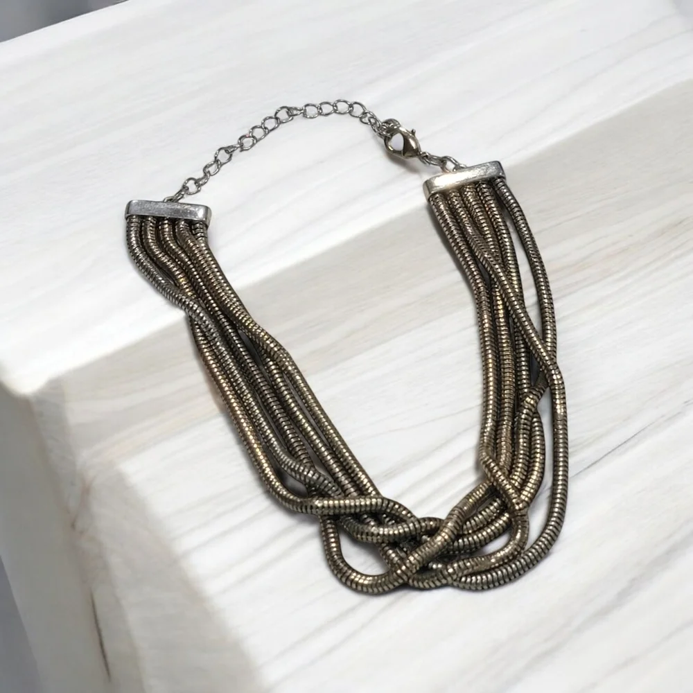 Multi-Strand Snake Chain Statement Necklace - Picture 2 of 2